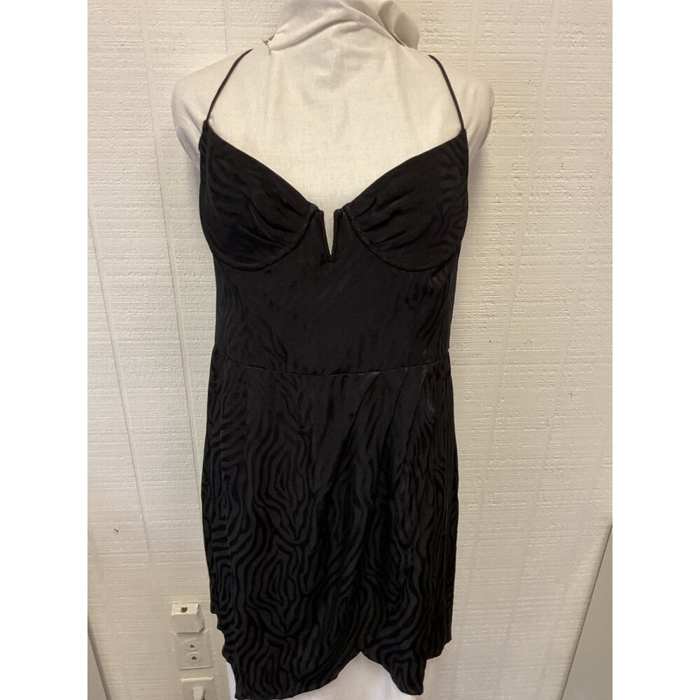 NWT Free People Sun Becomes Her Black Jacquard Dress Size 10 With Adjustable Str